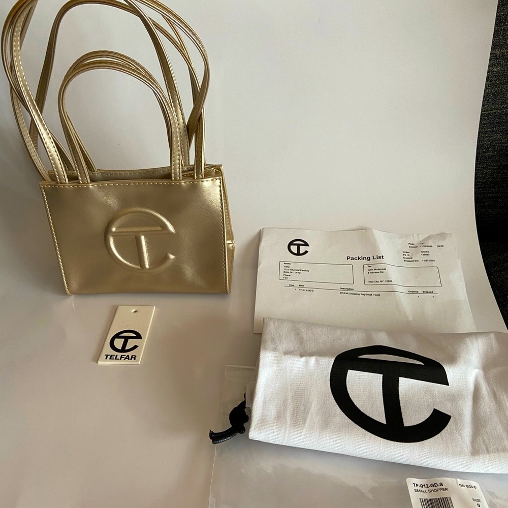 Authentic TELFAR Small gold shopping bag